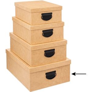 5Five Opbergdoos/box - 4x - goudgeel - L39 x B30 x H16 cm - Stevig karton - Industrialbox