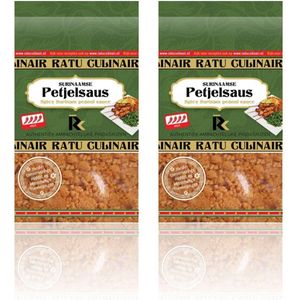 Ratu Culinair | 2 x 400gr Surinaamse Petjelsaus | Ambachtelijk bereid | Pittige pindasaus | glutenvrij