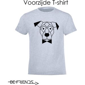 Be Friends T-Shirt - Hond & Strik - Kinderen - Licht blauw - Maat 7-8 jaar