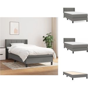 vidaXL Boxspringbed - Pocketvering - Middelhard - 80 x 200 x 20 cm - donkergrijs/wit - Bed