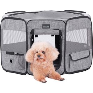 Opvouwbare puppyren - pop-up design - voor honden, konijnen, katten - verdikte stalen drager - afsluitbare ritssluiting - opbergtas kattenbench