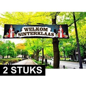 2x Sinterklaas PVC spandoek 200 x 50 cm - Welkom Sinterklaas straat baniers
