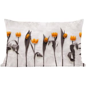 Sierkussen - Bloemen Tulpen Marmer - Multicolor - 30 Cm X 50 Cm