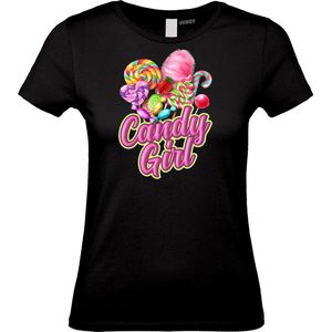 Dames t-shirt Candy Girl | Carnavalskleding heren dames | Halloween Kostuum | Foute Party | Zwart Dames | maat L