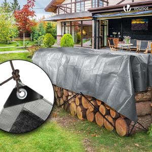 4x6m Dekzeil 240 g/m² Waterdicht Truck Dekzeil met Oogjes, Beschermend Dekzeil Stof Dekzeil voor Tuinmeubilair Hout Trampoline Poll Auto, Aan beide zijden Scheurvast Gecoat, Grijs