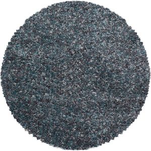 Rond Hoogpolig Vloerkleed | Tapijt | Shaggy | Enjoy | Blauw | 80x80 cm
