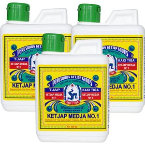 Kaki Tiga® | 3 x 500ml Sojasaus K3 | voor vlees & sauzen | wokken | voordeelpak