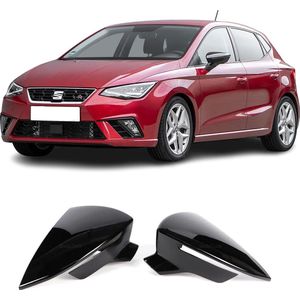 Geschikt voor Seat Ibiza Mk5 Mk6 KJ1 Spiegel Spiegelkap Spiegelkappen Hoogglans Zwart Cupra FR Look 2017 t/m 2023