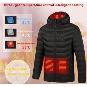 Lichtgewicht Verwarmende Katoenen Gewatteerde Jas, Thermische thermal jas jacket UNISEX MAAT M Zonder Batterij En Powerbank