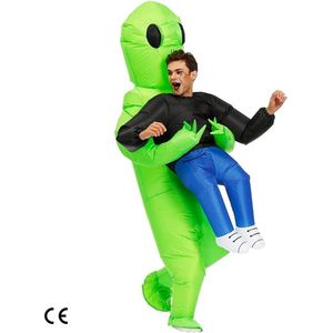 Alien Kostuum - Opblaasbaar Buitenaards Kostuum voor Volwassenen - L - Opblaasbaar Ontvoerd Door Een Lieve Alien - Man - Groen - One Size - Carnavalskleding - Verkleedkleding
