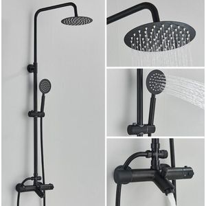 SaniSupreme Ohio opbouw bad doucheset 20 cm. regendouche mat zwart vierkante regendouche