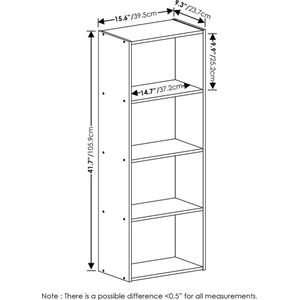 Moderne boekenkast met 4 lagen en open planken, in lichtblauw en wit