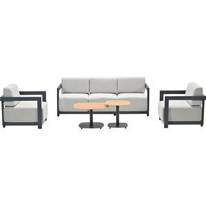 Garden Impressions Serena loungeset - 5-delig - carbon black - merino sand - teak look