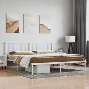 The Living Store Bedframe - Klassiek - Metalen constructie - Metalen latten - 207x187x90cm - Wit - Voor matras 180x200cm - Montage vereist - The Living Store