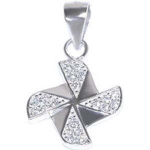 Blinx Jewels Zilveren Hanger Windmolen Steentjes Zirkonia