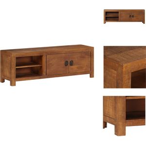 vidaXL TV-Kast Antieke Stijl - Massief Mangohout - 120x40x30cm - 2 Deuren en 2 Vakken - Kast