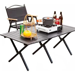 CNL Sight Opvouwbare campingtafel-inklapbare tafel-die opvouwbare aluminium - Tafel - opvouwbare draagbare tafel - 151x60x45cm oprolbare picknicktafel verstelbaar 6-8 personen voor tuin buiten picknick BBQ achtertuin - (kleur: Zwart)