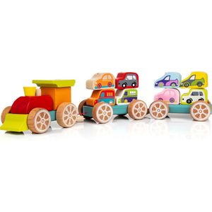 Cubika houten trein autotransporter