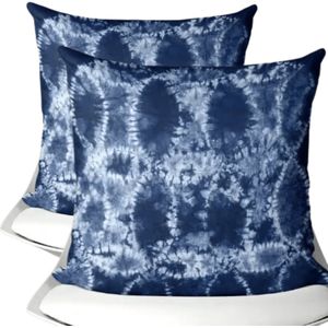 buitenkussen hoes 2stuks blauw-wit design3