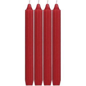 Gift Atelier - Geribde kaarsen 'Andante' (Red, 7 branduren, Ø 2,2 x 20 cm)