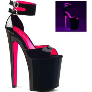 Pleaser - XTREME-875TT Sandaal met enkelband, Paaldans schoenen - Paaldans schoenen - 42 Shoes - Zwart/Roze