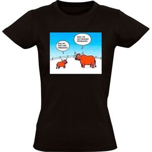Stier Dames T-shirt - koe - koud - vriezen - winter - dieren