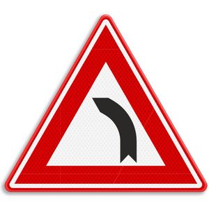 Verkeersbord J3 bocht naar links - aluminium DOR 500 mm Klasse 3 - 15 jaar garantie