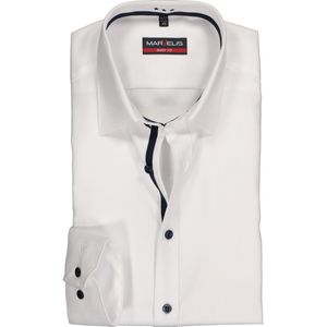 MARVELIS body fit overhemd - wit twill (contrast) - Strijkvriendelijk - Boordmaat: 42