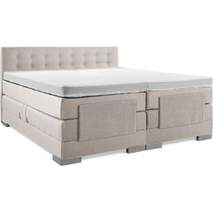 Soft bedden Elektrische Boxspring - 180x220 - Incl. Geknoopt hoofdbord - Beige met plint