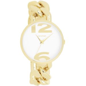 OOZOO Timepieces - Goudkleurige OOZOO horloge met goudkleurige grove schakelarmband - C11262