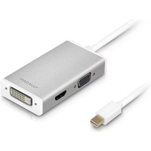 Macally MD-3N1-4K Mini DisplayPort naar DVI/HDMI/VGA adapter met Ultra HD (4K) ondersteuning - Aluminium