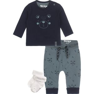 Dirkje Bio Basic SET(3delig) Broek, Shirt met beertjes - 1 paar Noppies sokjes - Maat 68