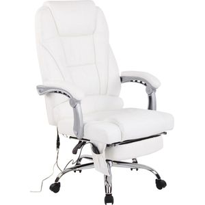 CLP - Pacific - Bureaustoel - Wit - Echt Leer - Ergonomisch - Met Massagefunctie