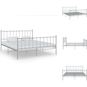 vidaXL Bedframe - tweepersoons - metaal - grijs - 206 x 145 x 99 cm - geschikt voor 140 x 200 cm matras - montage vereist - Bed