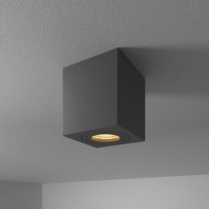 HOFTRONIC - Gibbon Opbouwspot Badkamer IP65 - 2700K warm wit licht - Vierkant (90x90x95 mm) - GU10 - Opbouwspot voor buiten, badkamer en binnen - Zwart