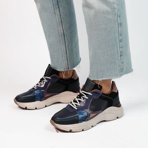 Manfield Leren Sneakers Paars/Blauw