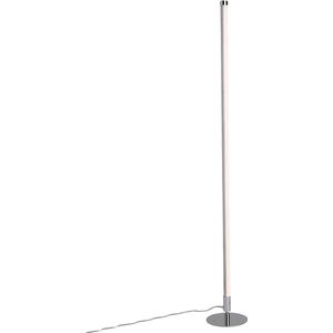 QAZQA line-up - Moderne Dimbare LED Vloerlamp | Staande Lamp met Dimmer - 1 lichts - H 1220 mm - Chroom - Woonkamer | Slaapkamer | Keuken