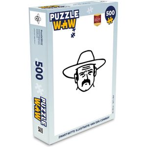 Puzzel Zwart-witte illustratie van een cowboy - Legpuzzel - Puzzel 500 stukjes