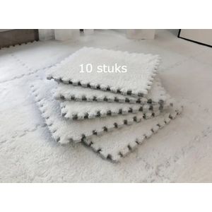 Atelier Volto Tapijttegels 10 stuks - in elkaar grijpende - schuimrubberen - 30 x 30 cm - pluche - puzzel schuimrubberen - vloermatten - met rand - antislip - tapijt - voor de vloer Tapijttegels Wit