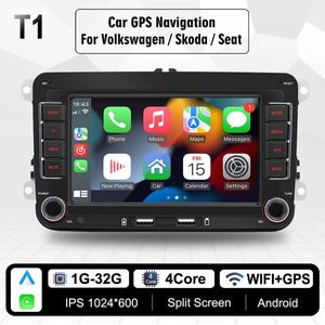 Autoradio - Navigatie - Apple Carplay & Android 12 - 7 Inch HD scherm - 32GB - Geschikt Voor Volkswagen, Skoda & Seat - Wifi & Gps - Zwart