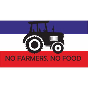 LBM no farmers, no food herbruikbare raamsticker - 30 x 30 cm - rood wit blauw