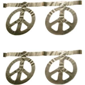 2x stuks sexties Hippie Flower Power Peace tekens feest thema slinger zilver 5 meter - Feestartikelen