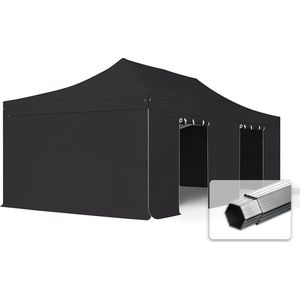 4x8 m Easy Up partytent Vouwpaviljoen PVC brandvertragend met zijwanden, PROFESSIONAL alu 50 mm, zwart