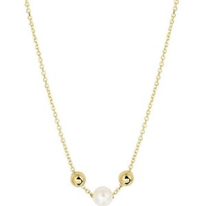 YO&NO -  Ketting - Goud - Anker - Parel - 1,1 mm - 42 - 45 cm - 585 goud