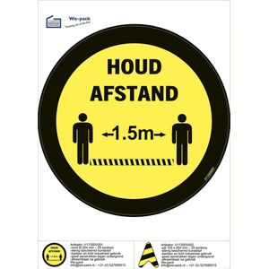 houd afstand corona sticker - vloersticker - rond 20cm - corona stickers - waarschuwingsstickers - antislip - houd afstand