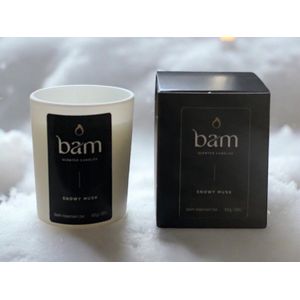 BAM geurkaars SNOWY MUSK - klein wit kaarsje 25 branduren op basis van zonnebloemwas
