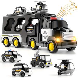 5-in-1 Politie Speelgoed Set voor Jongens en Meisjes – Inclusief Vrachtwagen, Helikopter en Auto’s – Kinderspeelgoed met Licht en Geluid – Ideaal als Cadeau voor Kerst en Verjaardagen – Duurzaam ABS Materiaal