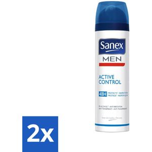 Sanex Men - Actieve Controle - Deodorant Spray - 48h Anti-Transpirant - Anti-Irritatie - 200 ml - Voordeelverpakking - 2 stuks