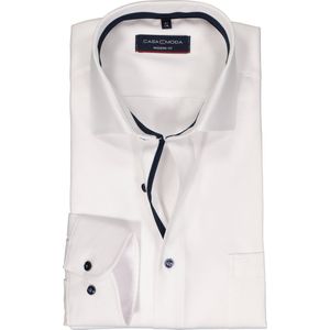 CASA MODA modern fit overhemd - dobby - wit - Strijkvrij - Boordmaat: 42
