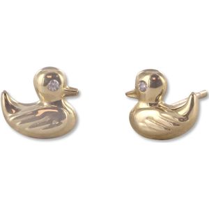 Silventi 9NBSAM-G210714 Gouden Oorknopjes - Dames - Zirkonia - Eendje - 6,2 x 6,6 mm - 14 karaat - Goud